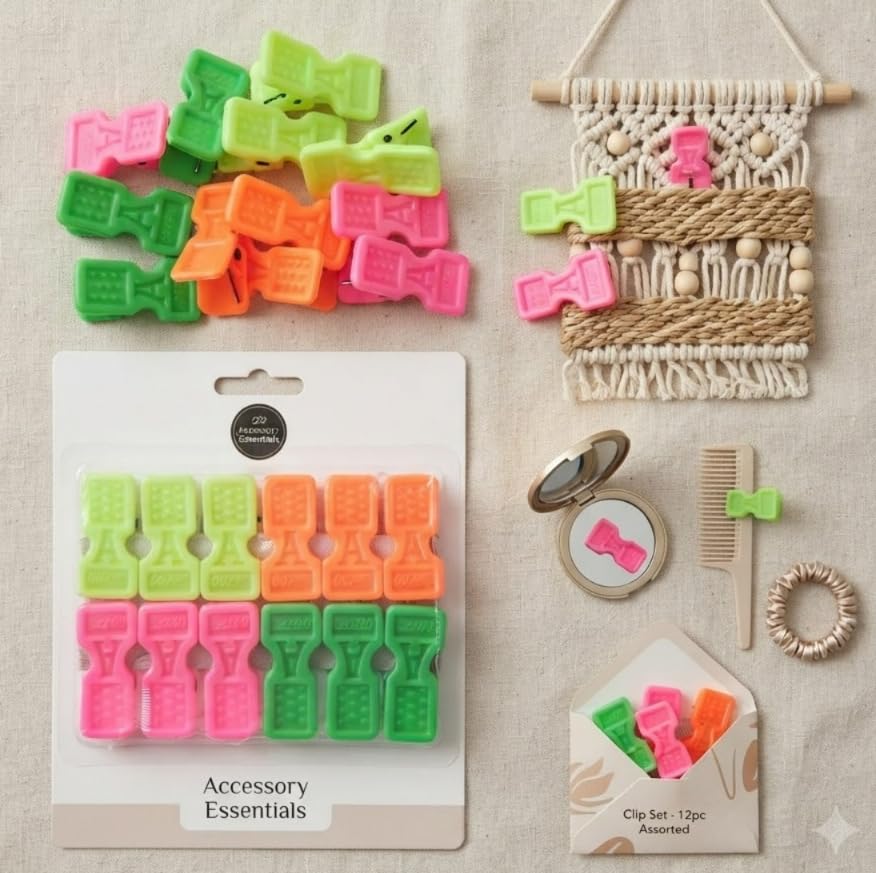 Accessory Essentials Plastic Laundry Clips Assorted Colours 24pc | Strong Grip, Rust-Free, Reusable, Lightweight Build, Indoor & Outdoor Use-image-26