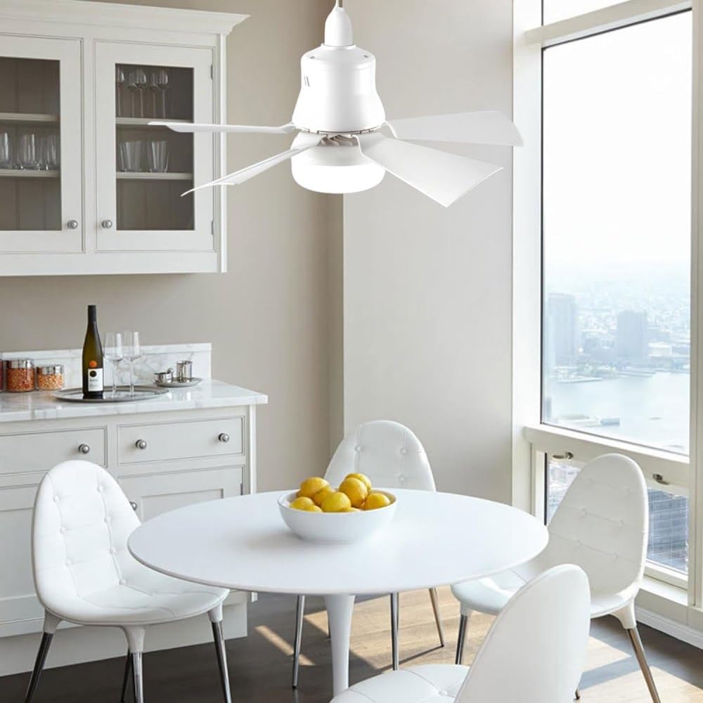 Ventilatore da Soffitto con Luce e Telecomando, Lampadario Ventilatore LED Dimmerabile 5 Pale, 3 velocità, Silenzioso, per Soggiorno, Camera