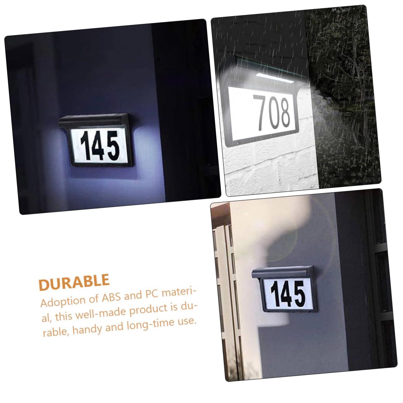 LED Solar Türschildleuchte für Hausnummern, Schwarz, 1 Satz