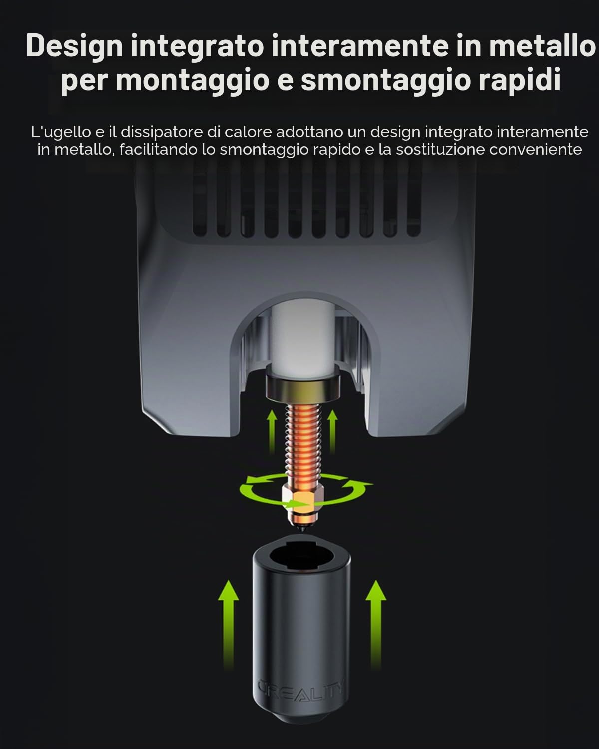 Ugello ufficiale Creality K2 Plus, kit di sostituzione ugelli Creality Hi Combo Hotend con lega di rame e titanio, acciaio temprato, ugello Unicorn aggiornato per K2 Combo (0,4 0,6 0,8 mm 4 pezzi)