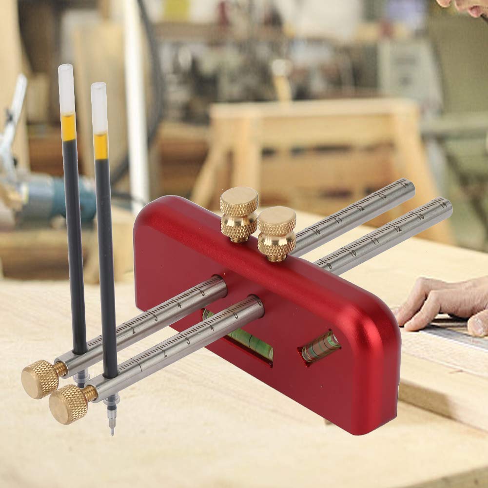 Carpintería Marcador de madera Ajustable Aleación de aluminio Burbujas de dos niveles Trabajos en madera Dibujar línea Herramienta