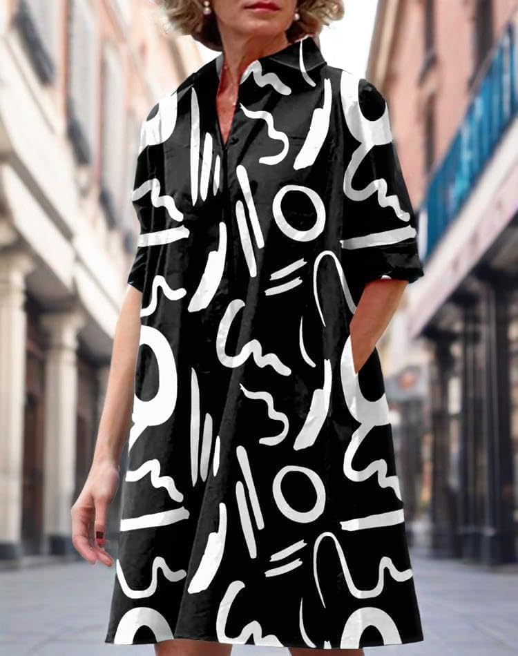 Womens 2025 Long Sleeve Button Down Shirt Summer Dress Casual V Neck Loose Fit Midi Shirt Dresses with Pockets - Image 5