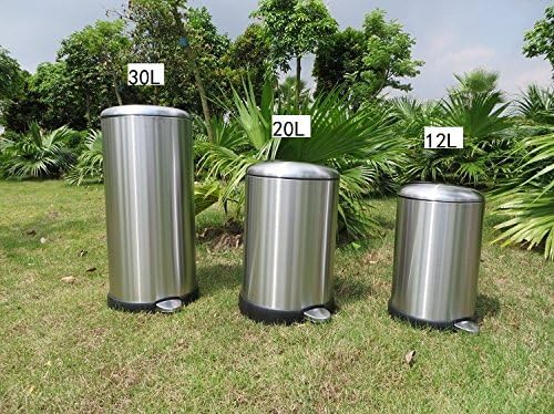 Wuieayon Household Silent Metal, Stainless Steel Foot, Garbage Can Barrel, Fashion Creative Living Room, Kitchen, Bathroom, Industrial Basket,20L Sand Steel (Ultra Silent) (Thickened)
