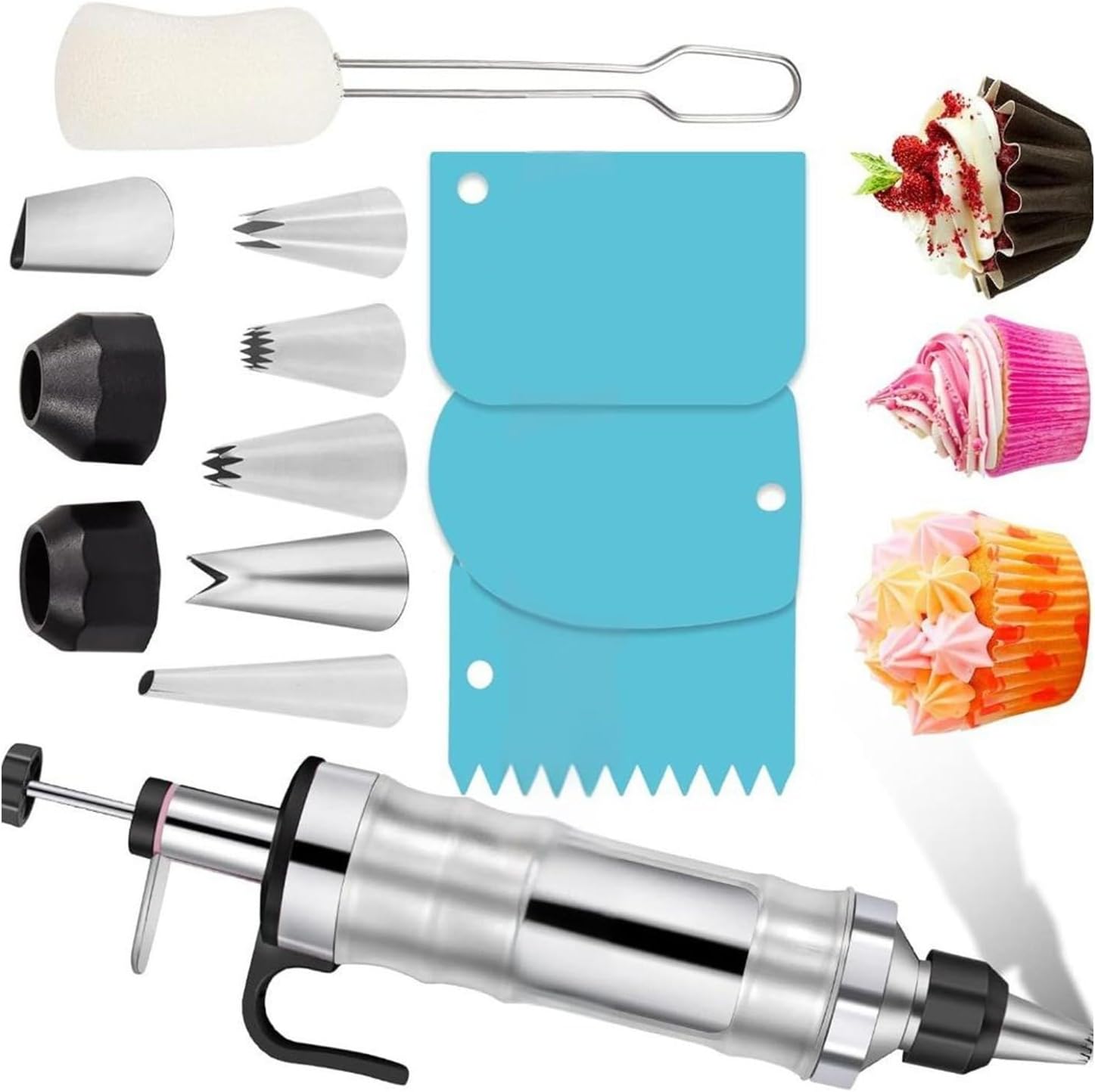 Multifunctional 13PCS Baking Tool Set with Interchangeable Cookie Press Tip for Professional Dessert Decorating Nonrust Steel Baking Accessories