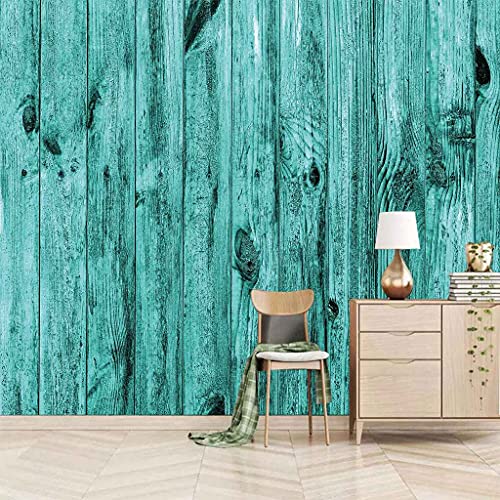 Papier peint toile panoramique 3D vert planche de bois mural poster géant 350x256 cm auto-adhésif - 2