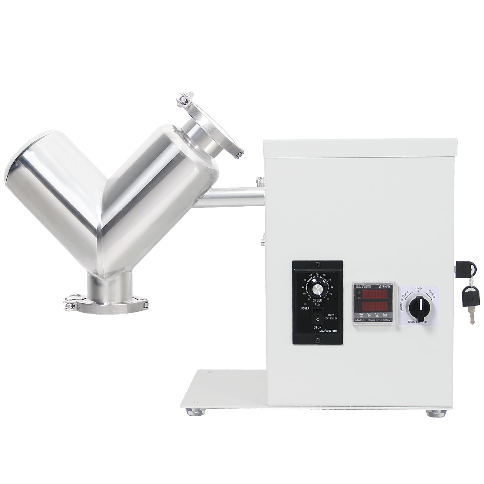 2L Lab Shear V Type Dry Powder Mixer, Mixing Machine for Powder, 304 Stainless Steel Blender Blending Machine