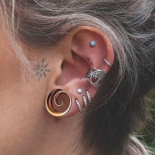 Maxbott 2Pcs Fashion Round Spiral Saddle Plugs Hangers For Stretched Lobe Ear Tunnels Gauges Plugs Piercing Body Jewelry thumb #2