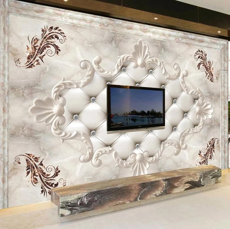 Fresque murale effet marbre style européen 3D un revêtement luxueux et texturé pour salon