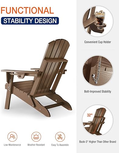 Miniatura 5 de Silla Adirondack moderna para exteriores sillas Adirondack plegables de polietileno de alta densidad de gran tamaño para todo tipo de clima con