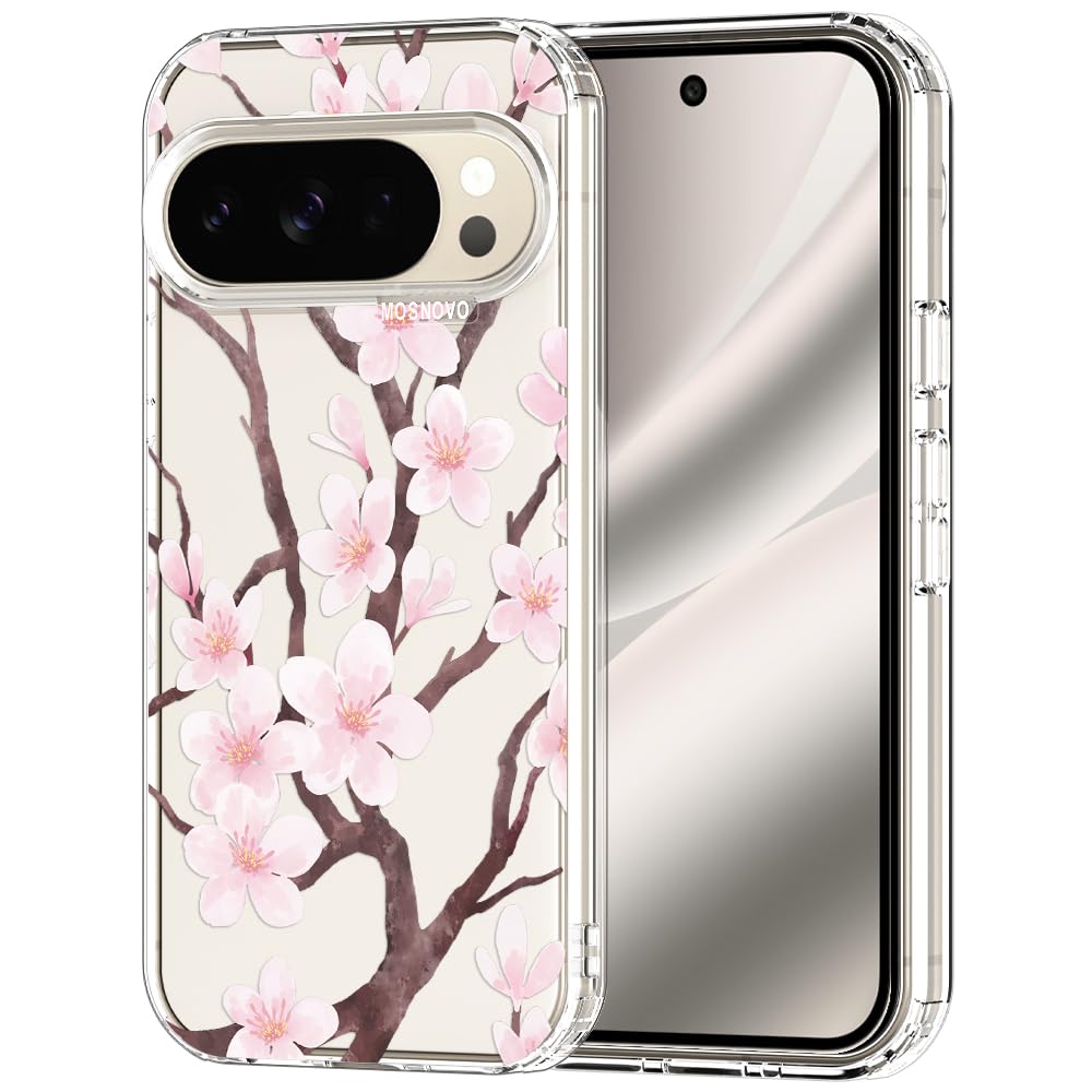 MOSNOVO Case for Google Pixel 9 & Pixel 9 Pro, [Buffertech 6.6ft Military-Grade Drop Protection] [Anti Peel Off Tech] Clear TPU Bumper Phone Case Cover Design - Great Wave — view 84