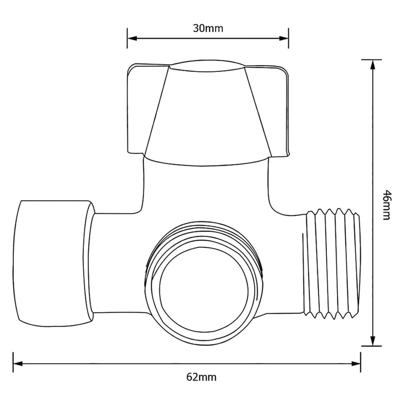 1 Uds. Válvula angular for grifo, desviador de 3 vías, adaptador T de 1/2 ", válvula de agua, accesorios de baño Para Cocina, BañO