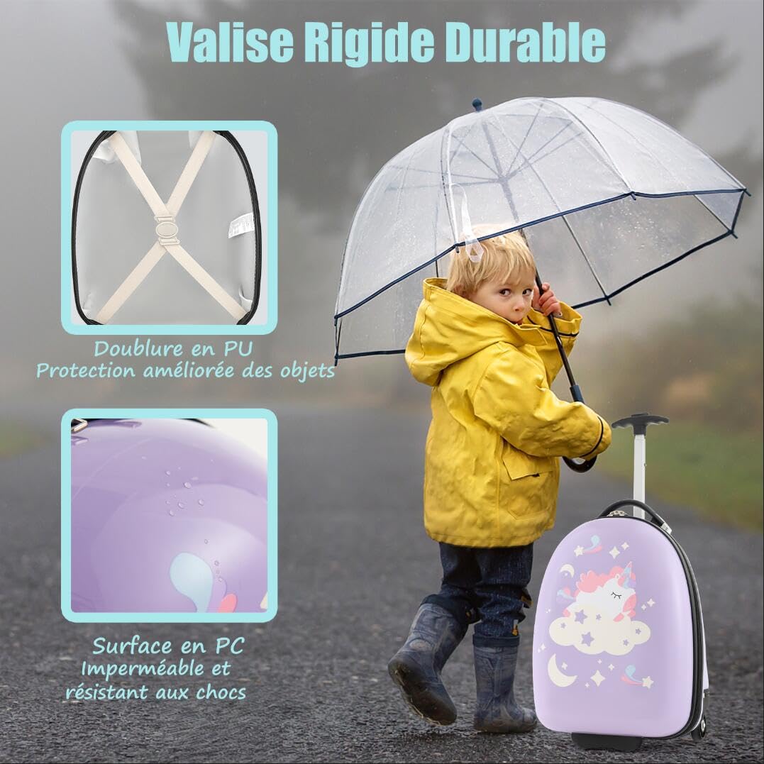 SOARS Valise Enfant 16", Valise Cabine Enfant à roulettes avec Poignée Télescopique Réglable à 2 Niveaux, Matériau Sûr, Imperméable et Durable, Léger de 1,5 KG, Cadeau pour Garçon et Fille 3+ Ans