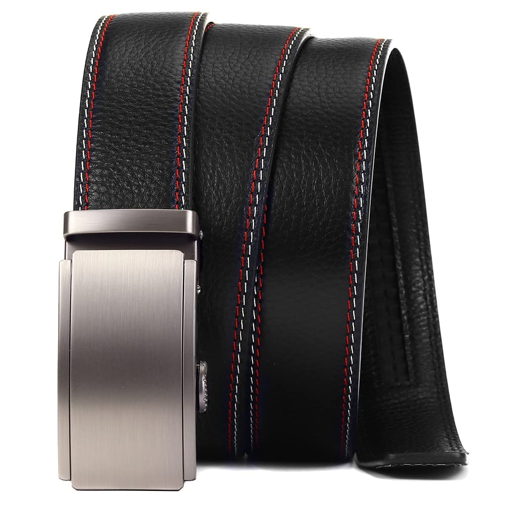 Cintura, Affari Maschi in Vita Cintura Nera di Alta qualità in Pelle di Mucca in Metallo Fibbia a cricchetto a cricchetto Formale Cinture da Uomo Formale (Belt Length : 115, Color : Nero)