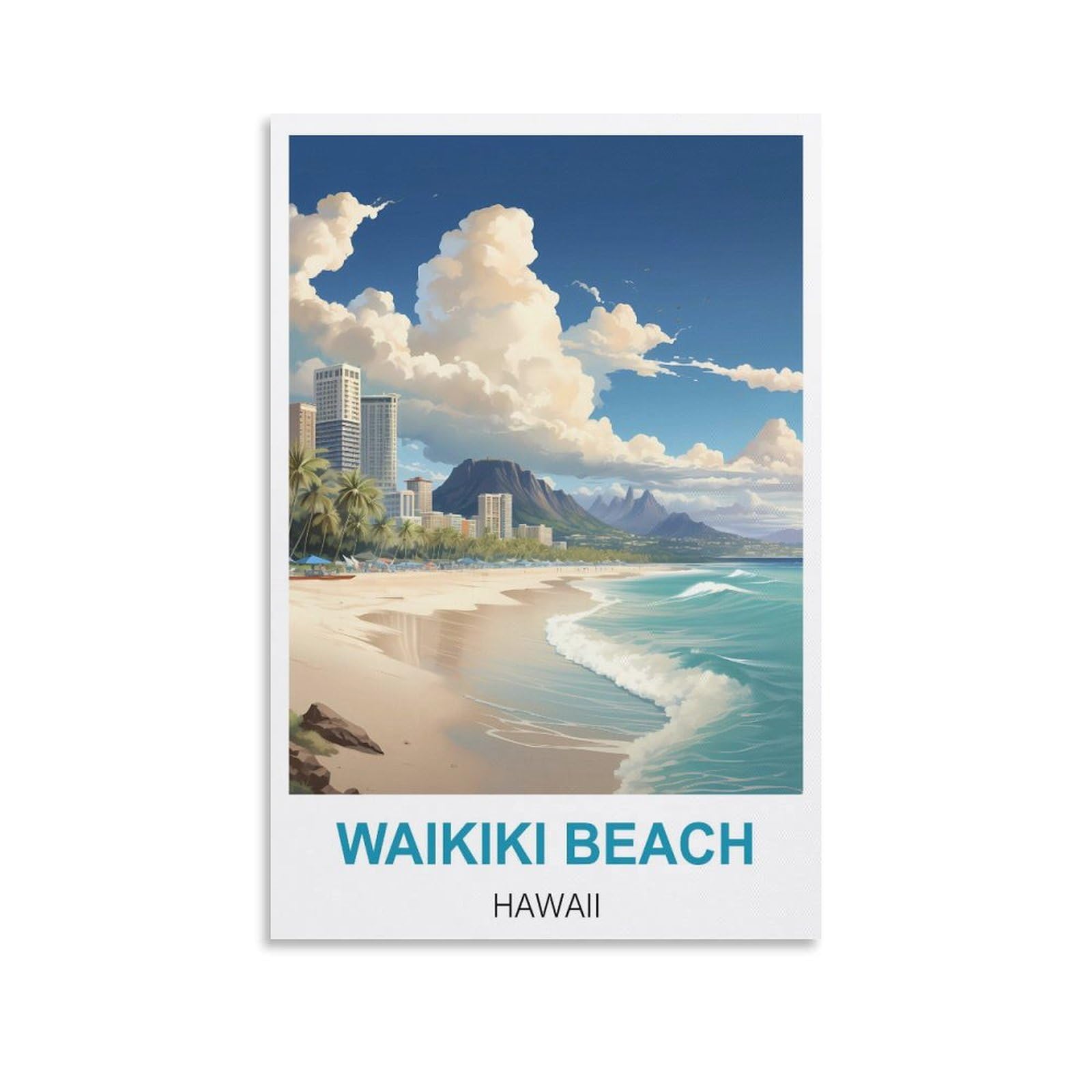 Vintage Metal Tin Signs,Waikiki Beach Hawaiis,Travel Tin Signs Metal Poster Wall Decor Office Cafe Bathroom Badroom 15x30cm
