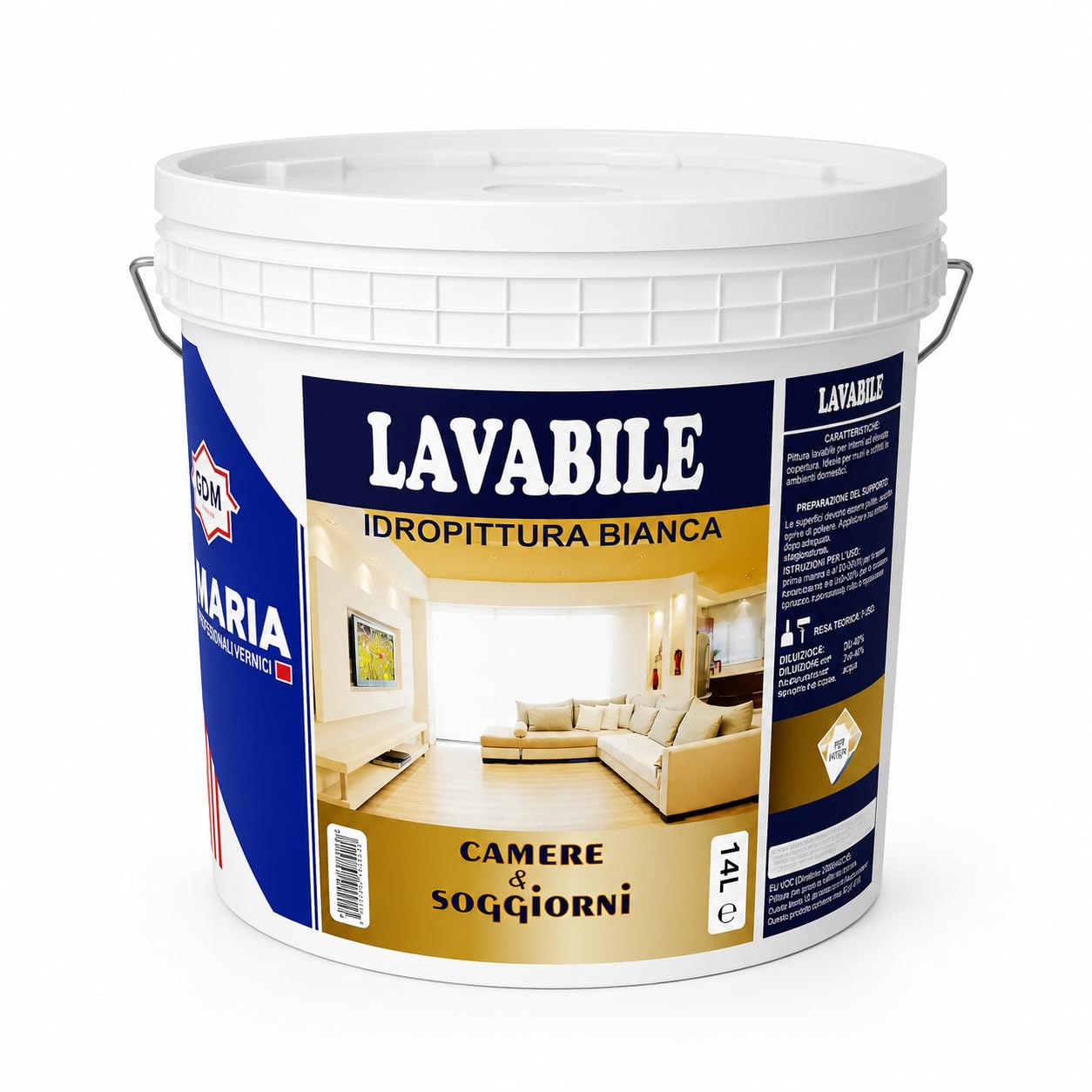 GDM 600008600010229 IDROPITTURA Ideale per CAMERE E SOGGIORNI, Bianco, 14 l (Confezione da 1)