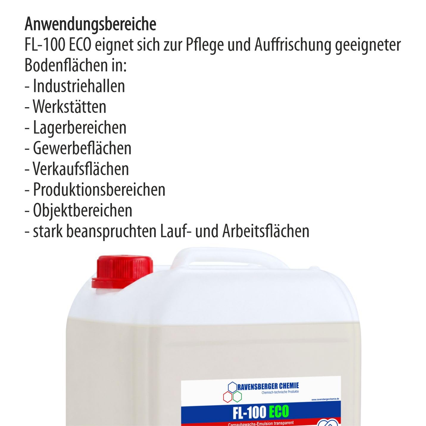 FL-100 ECO Carnaubawachs Emulsion 10 L – wässrige Wachsemulsion zur Bodenpflege, Auffrischung & Pflege geeigneter Industrie-, Werkstatt- & Gewerbeböden (Transparent)