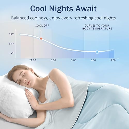 Miniatura 9 de Edredón frío para personas calurosas, sudores nocturnos, relleno, manta fría reversible, ligera y transpirable, de verano, 90 x 90 pulgadas,