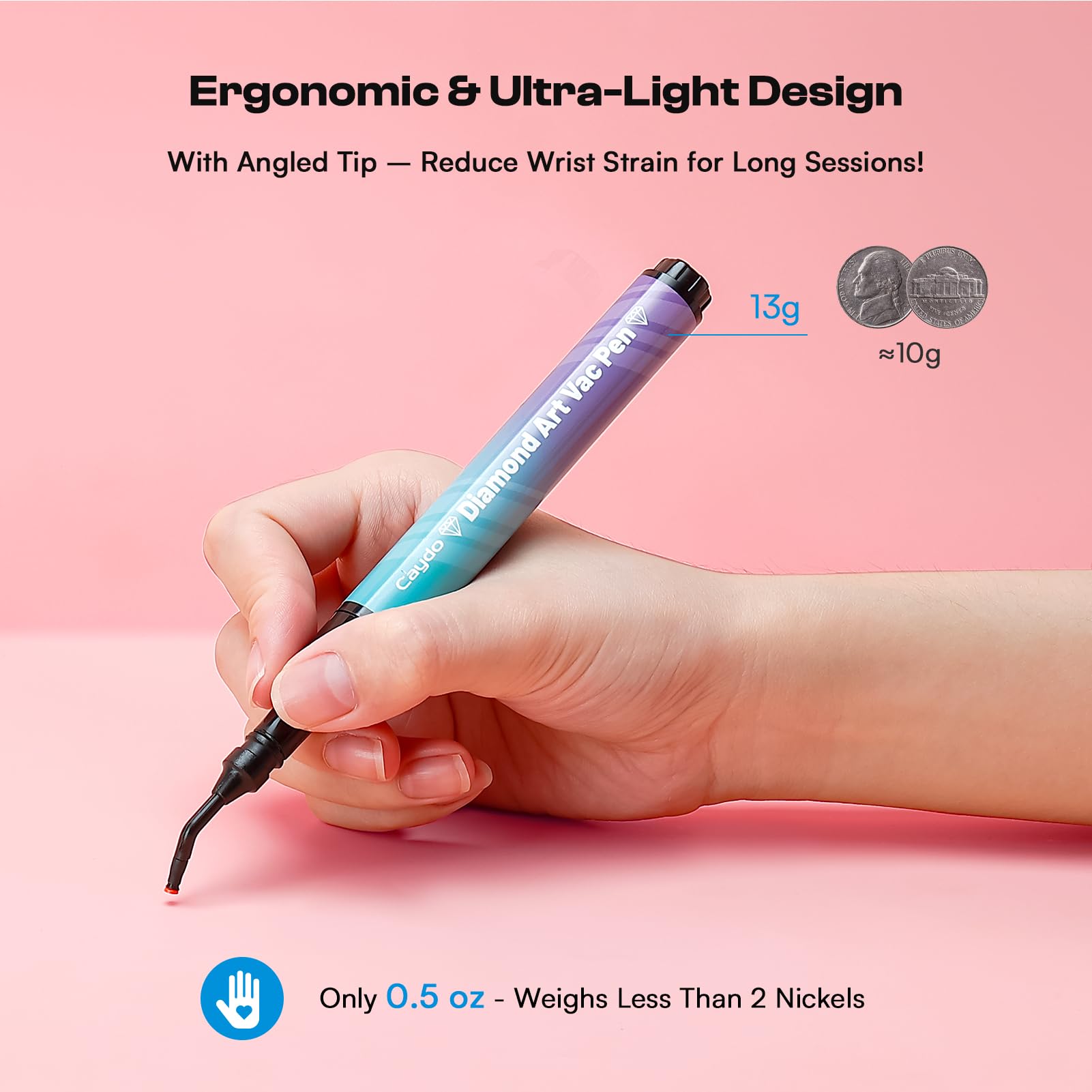 Caydo Stylo de peinture diamant sans cire et sans alimentation nécessaire, prise en main confortable, accessoires d'art diamant sans effort pour adultes