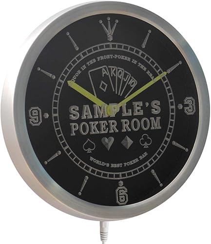 Miniatura 2 de AdvPro ncqn-tm Nombre personalizado mejor sala de póker licor bar neón signo LED reloj de pared