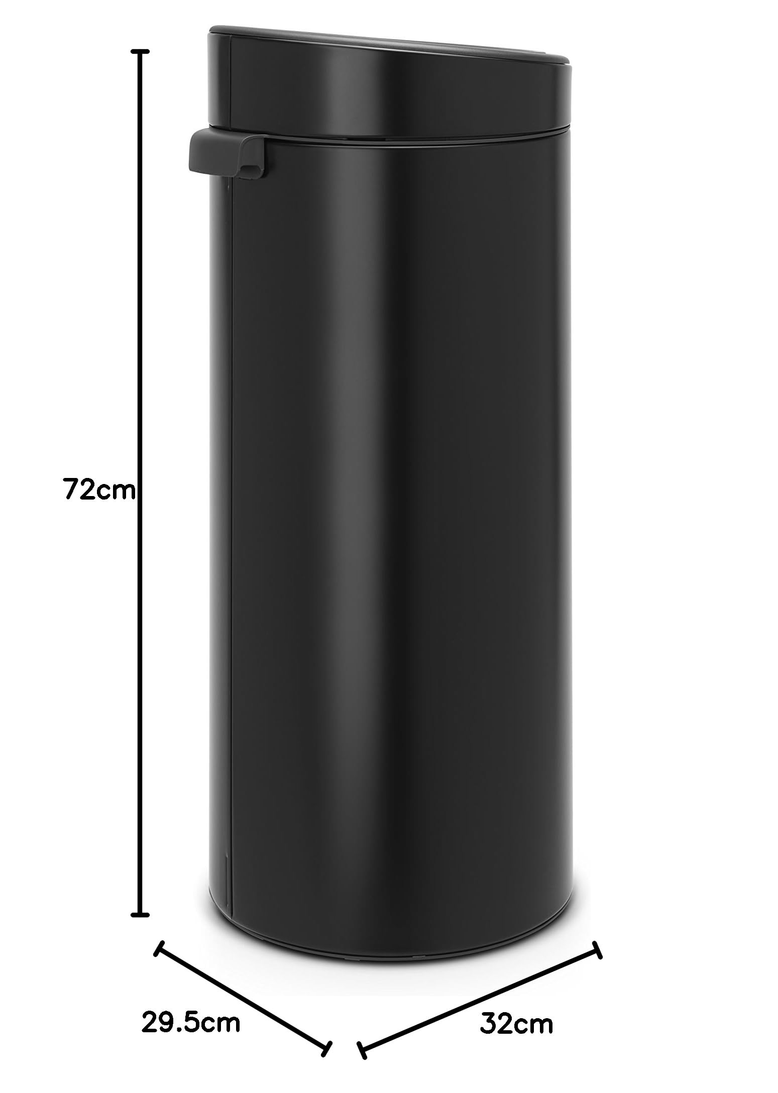 Brabantia 115301 Touch Bin New mit herausnehmbaren Kunststoffeinsatz, 30 L, Edelstahl, schwarz matt, 32.8 x 32.8 cm