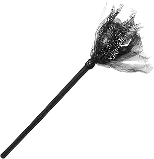 USHOBE Witch Broomstick Wizard Flying Wicked Broomstick Masquerade Cosplay Broom Prop Decorative Witch Broom Black