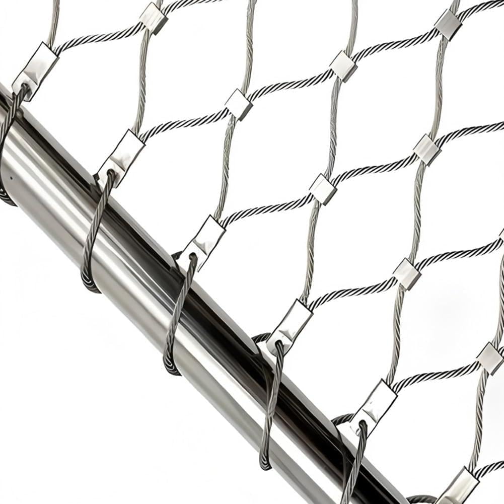 LXHELIVERY Stainless Steel Wire Rope Mesh, Wire Rope Net, 3 Inch Opening Cable Wire Mesh Netting, Balcony Protection Net,Garden Poultry Chicken Wire Netting, Animal Fence(Silver-1.2mm,1x1m)
