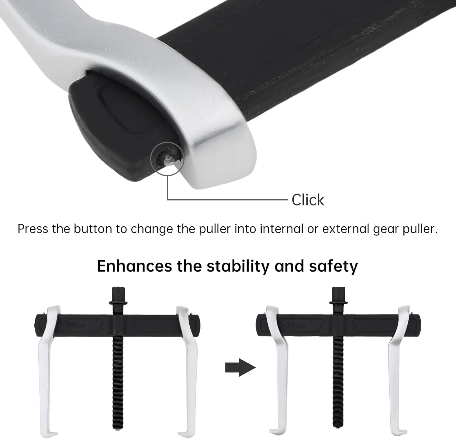 ChgImposs 3pcs 2 Jaw Gear Puller Set (4/6/8 Inch), Adjustable Heavy Duty CR-V Reversible Bearing Pullers Removal Tool for Pulleys Flywheels Bearings Gears, External Internal Pulling