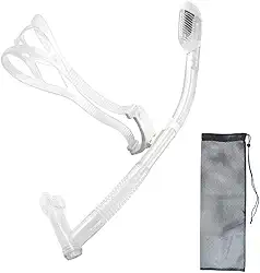 Snorkel de natação com função giratória Uniswim para treino, natação, natação, natação, natação, treino, mergulho, snorkel e boca confortável para piscina e água aberta (transparente)
