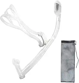Snorkel de natação com função giratória Uniswim para treino, natação, natação, natação, natação, treino, mergulho, snorkel e boca confortável para piscina e água aberta (transparente)