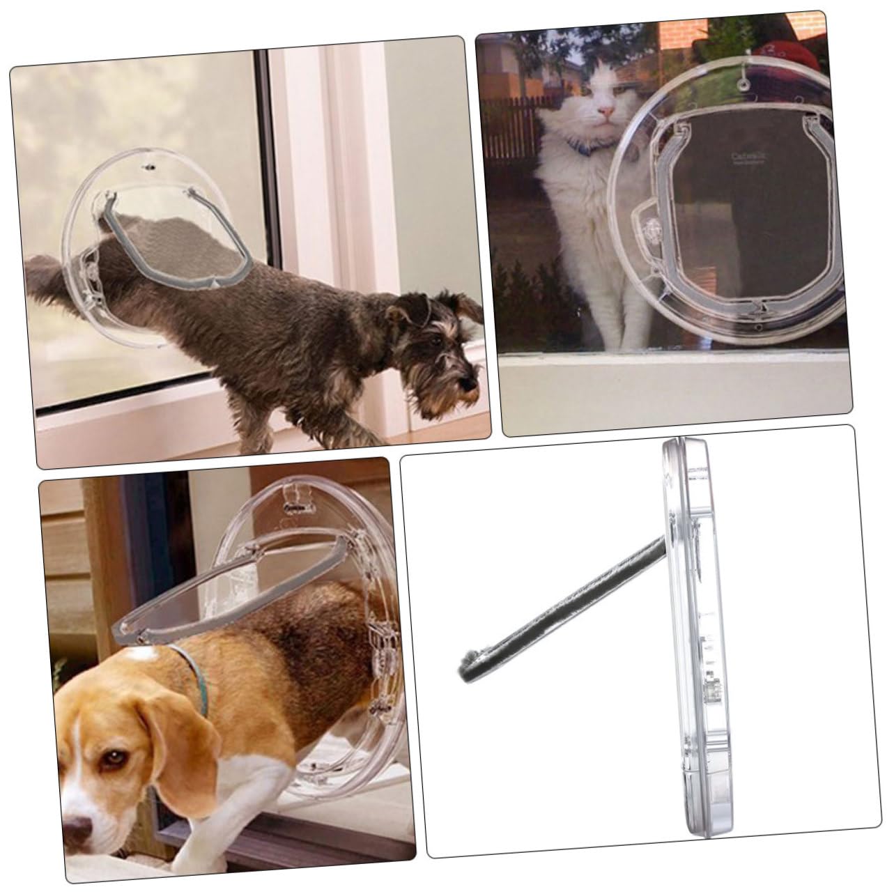 Milisten Katzenloch Ausgang für Haustiere Transparentes Design Katzenklappe Haustierklappe Beidseitig Nutzbar Leichtes Kunststoffmaterial für Freien Zugang