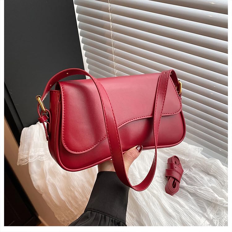 Image of Shoulder Bags for Women Y2K Purse Trendy Cherry Hobo Handbags Vegan Leather Clutch Saddle Bag with 2 Removable Strap