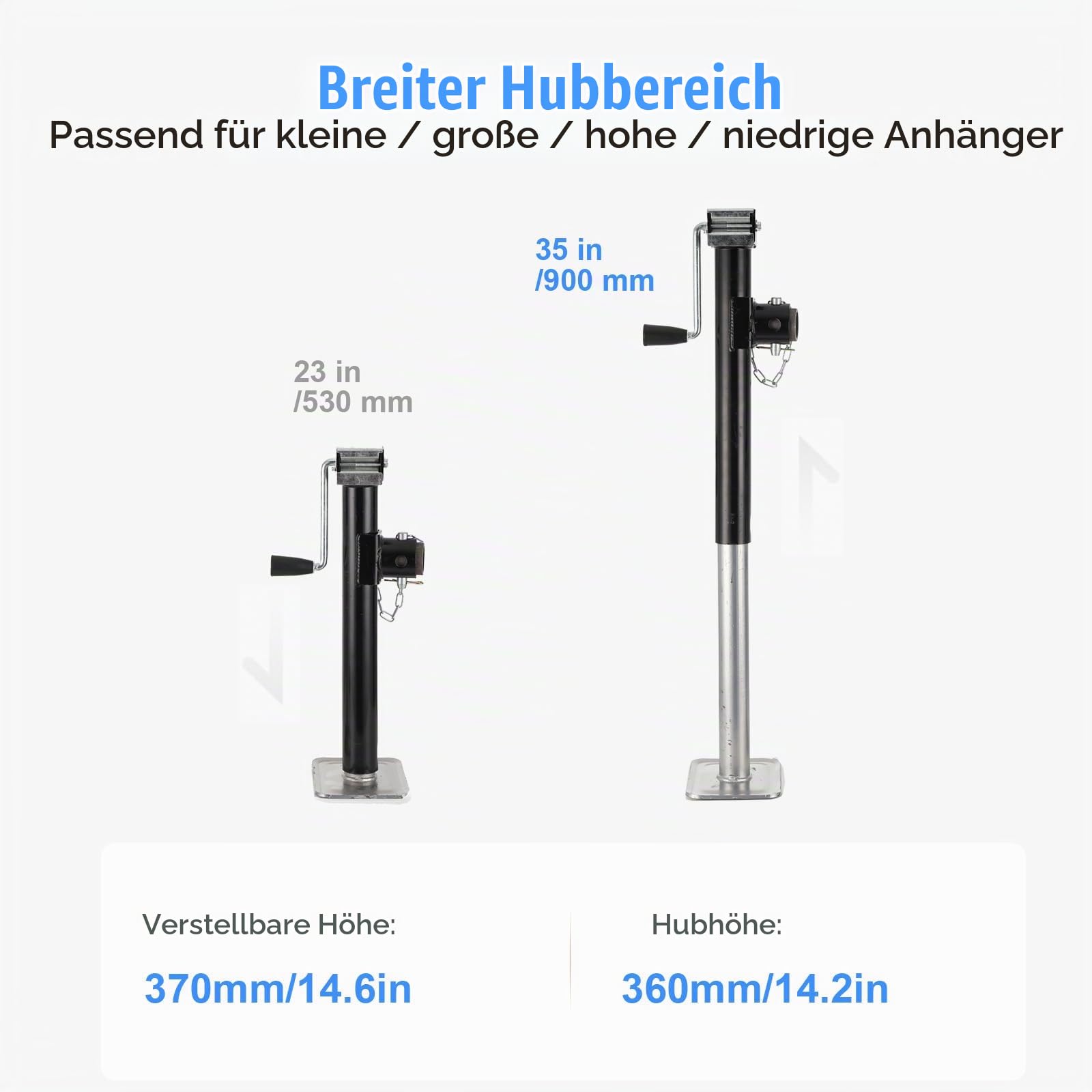 2X Ausdrehstütze klappbar 800kg Abstellstütze 530-900mm Stützfuß Anhänger