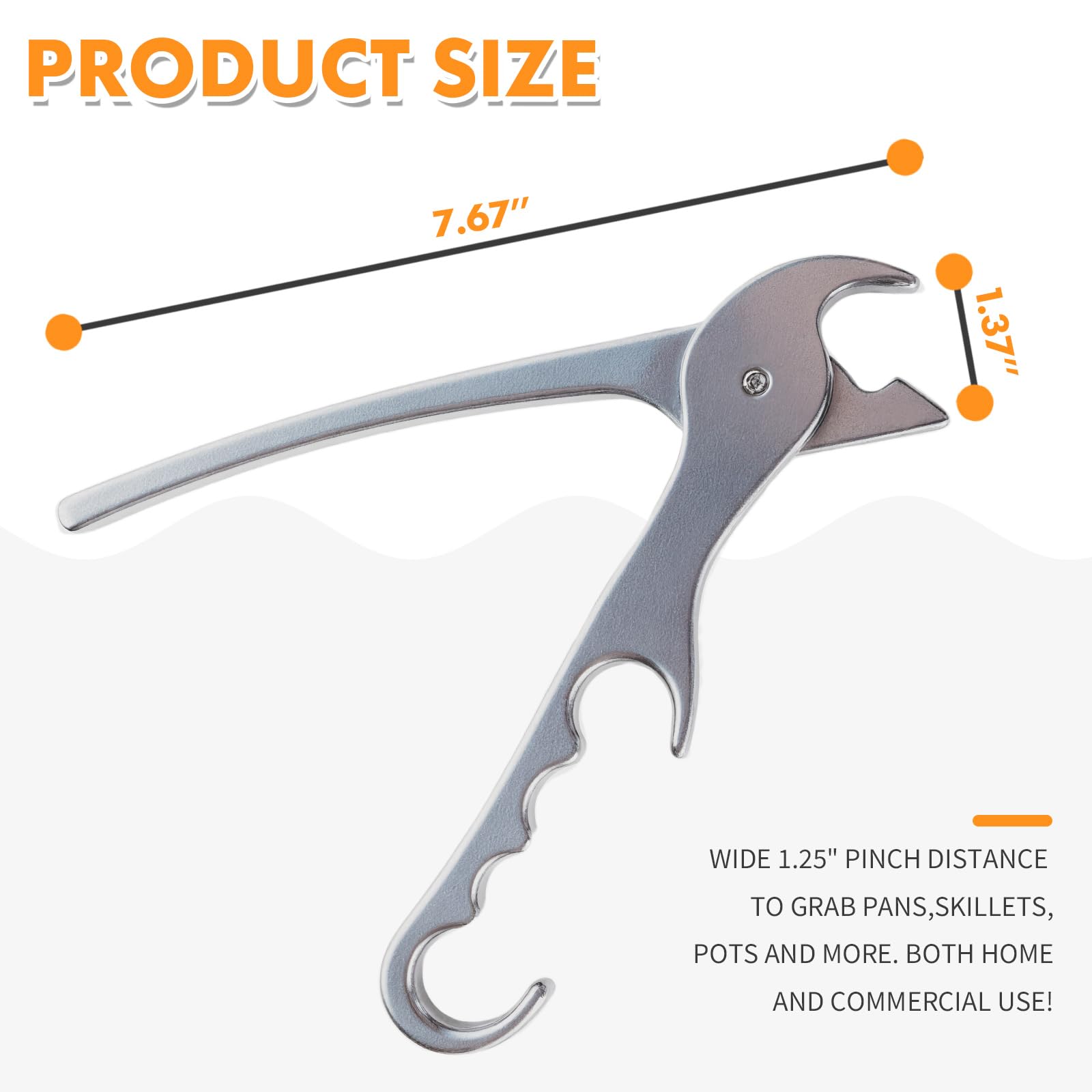 Laexepelle Premium Pizza Pan Gripper, 7.7-inch Heavy Duty Cast Aluminum Gripper Clip Tongs for Oven Microwave Clamp