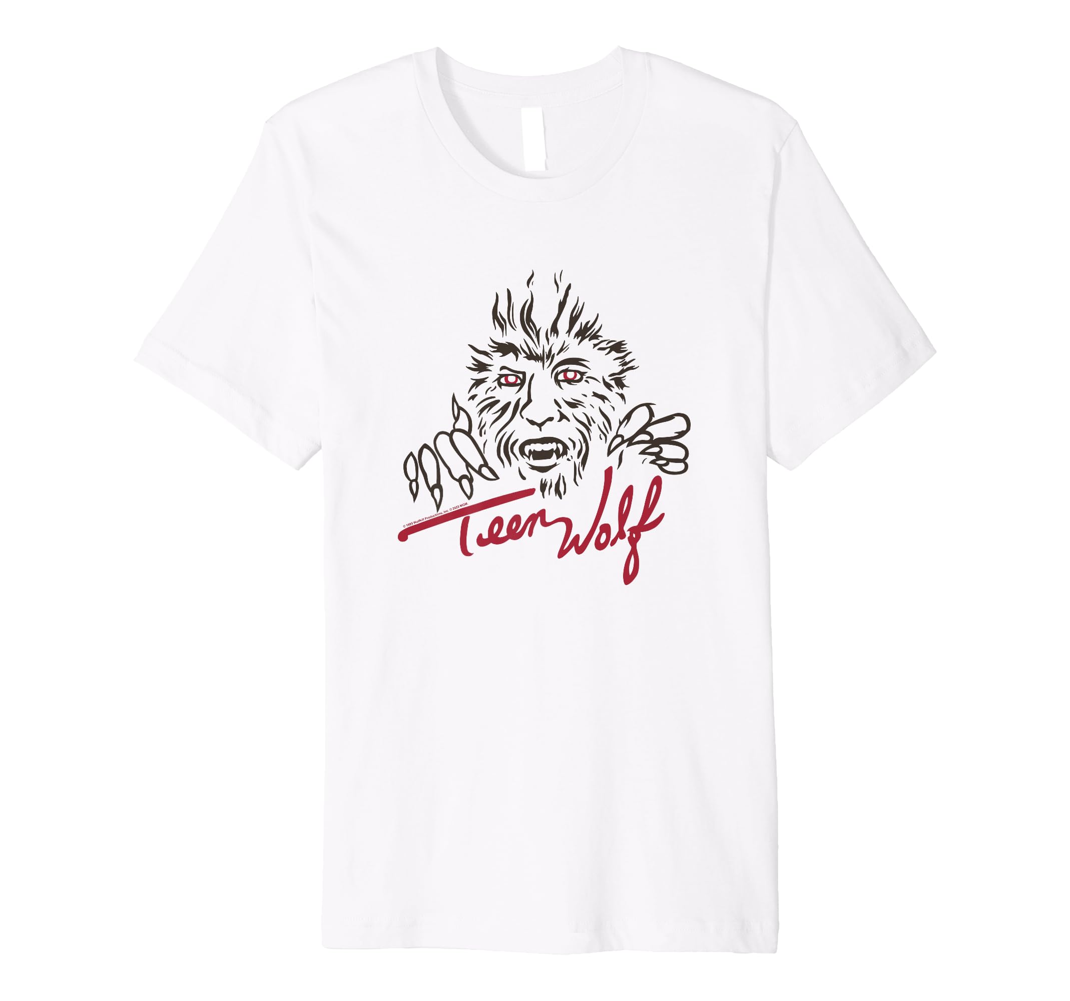 Teen Wolf Retro Vintage Eighties Werewolf Line Art Logo Premium T-Shirt