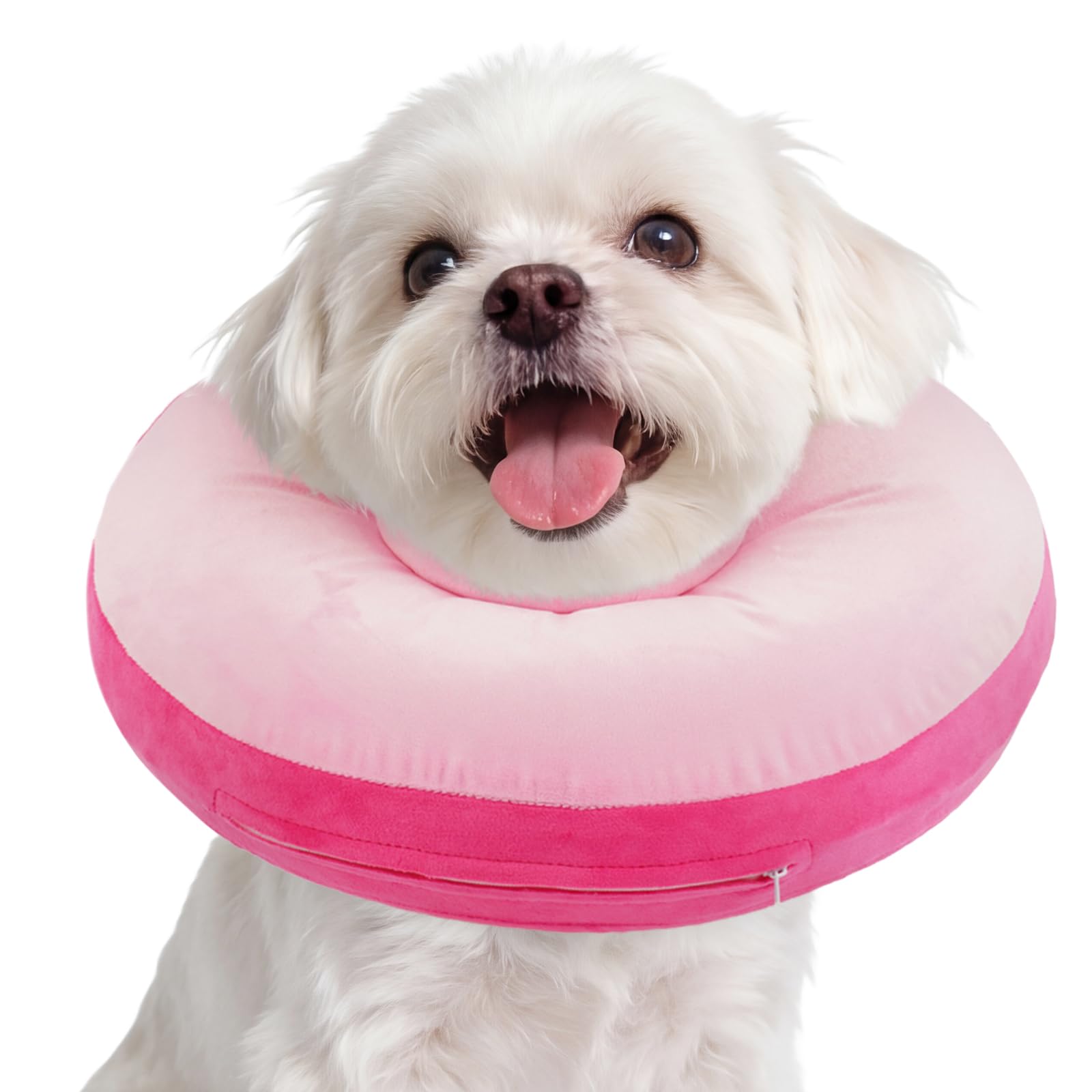 Kuoser Dog Inflatable Recovery Collar Protective Cone Anti Lick, Pink S