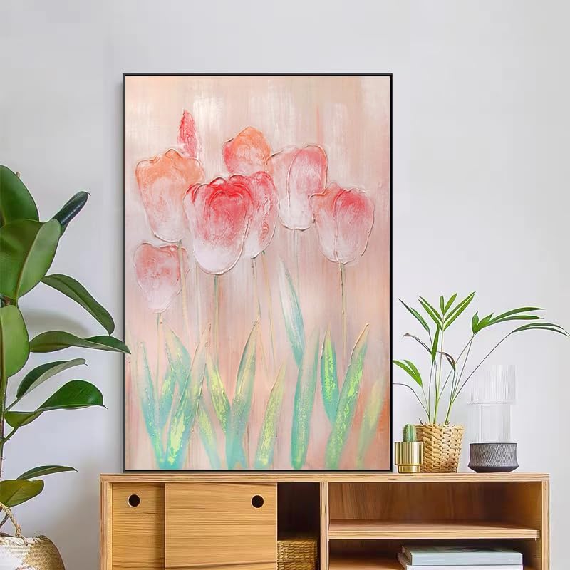 Peinture huile tulipe moderne pour décoration salon et chambre