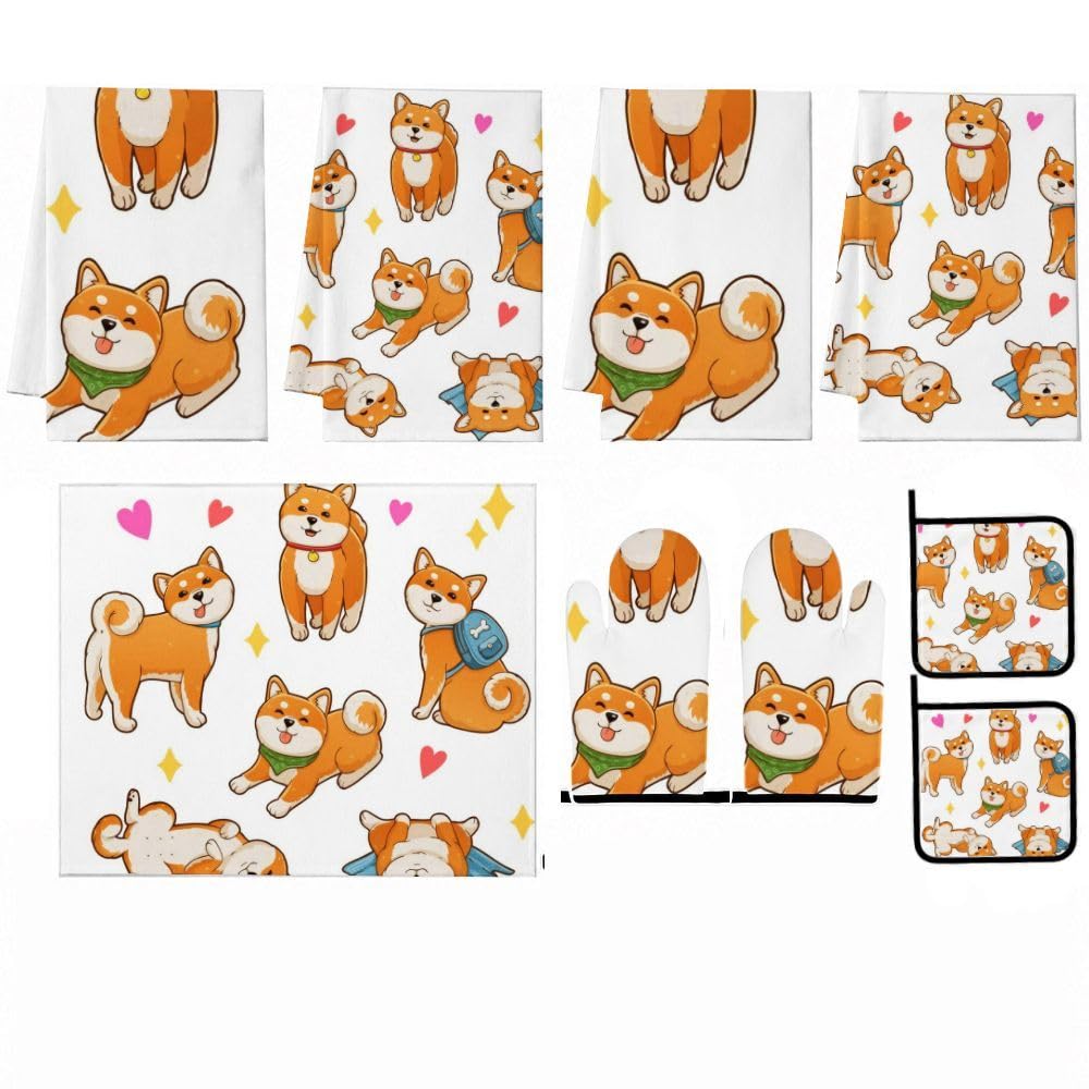 9PCS Carino Shiba Inu2 Cucina Decor e Accessori Set