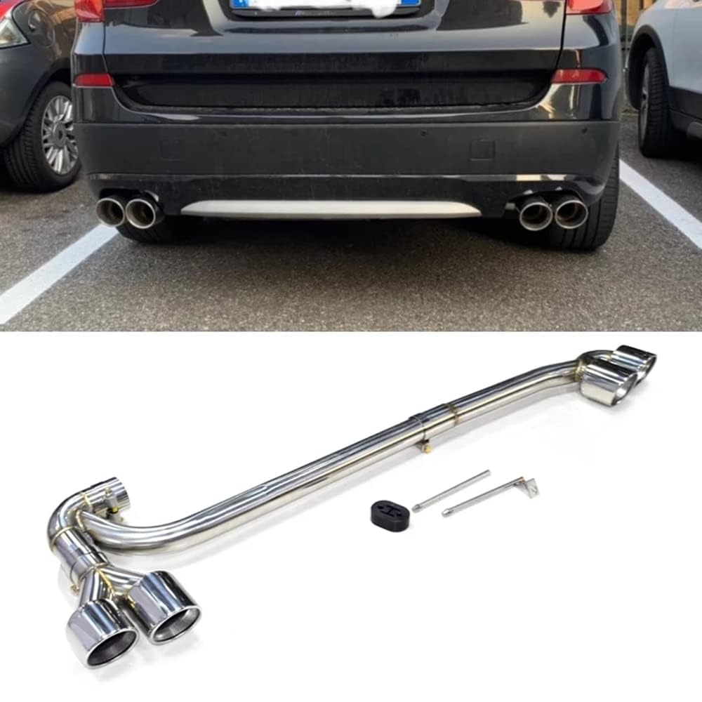 Escape Coche para Punta Acero Inoxidable para BMW F25 X3 F26 X4, Terminales Escape Coche Silenciador Tubo Escape Doble Cubierta Tubo Acero Inoxidable,B/Silver