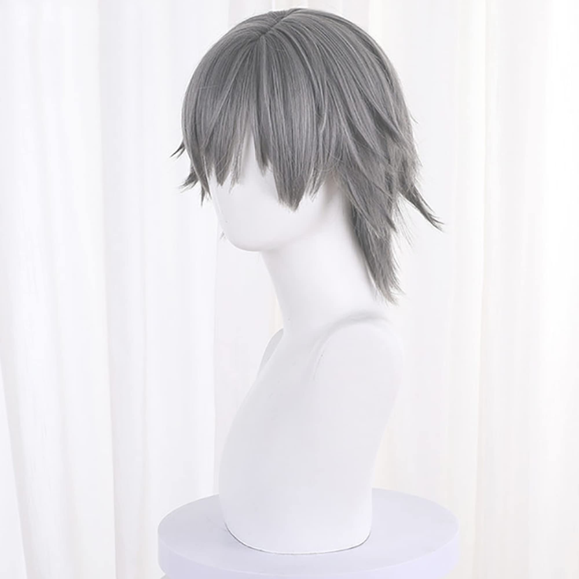 Grey Short Heat Resistant Synthetic Long Hair for Men Halloween Cos Anime Party Comic Con Replacement Wigs - Image 3