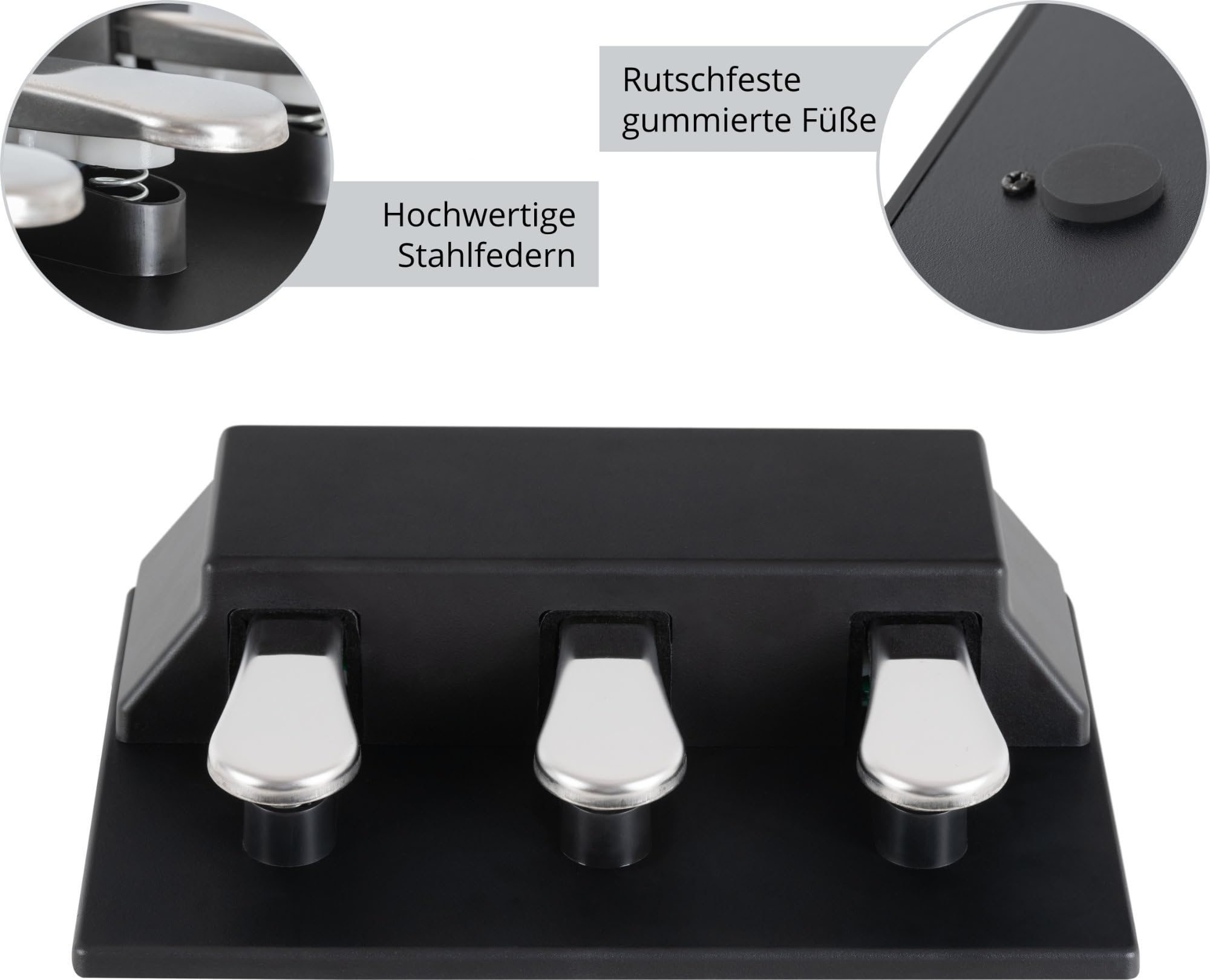 Classic Cantabile LP-Y Dreifach-Pedaleinheit - Transportable Pedaleinheit passend für viele Yamaha Pianos der P- und DGX-Serie - Hochwertige Stahlfedern - Multipin-Stecker - Aus Kunststoff - Schwarz