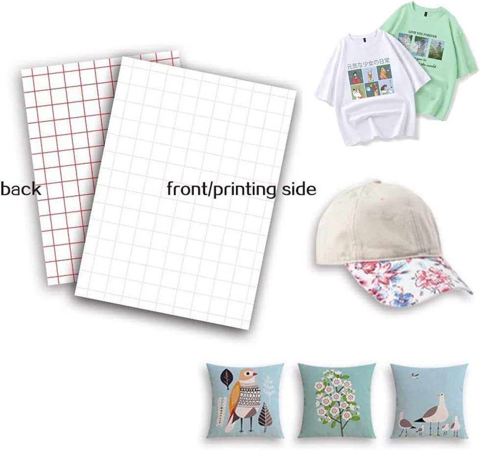 12 Sheets A4 T-Shirt Transfers Heat Transfer Sheets Paper Suitable for Inkjet Printers for Light Fabric 8.27 X 11.7 inches Print Iron on Make Your Own Decorations