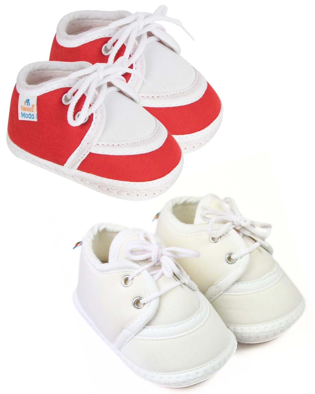 6 To 12 Months Baby Boys & Girls Pack of 2 Pair Cotton Lace Shoes/Booties -BT9andBT2157-image-37