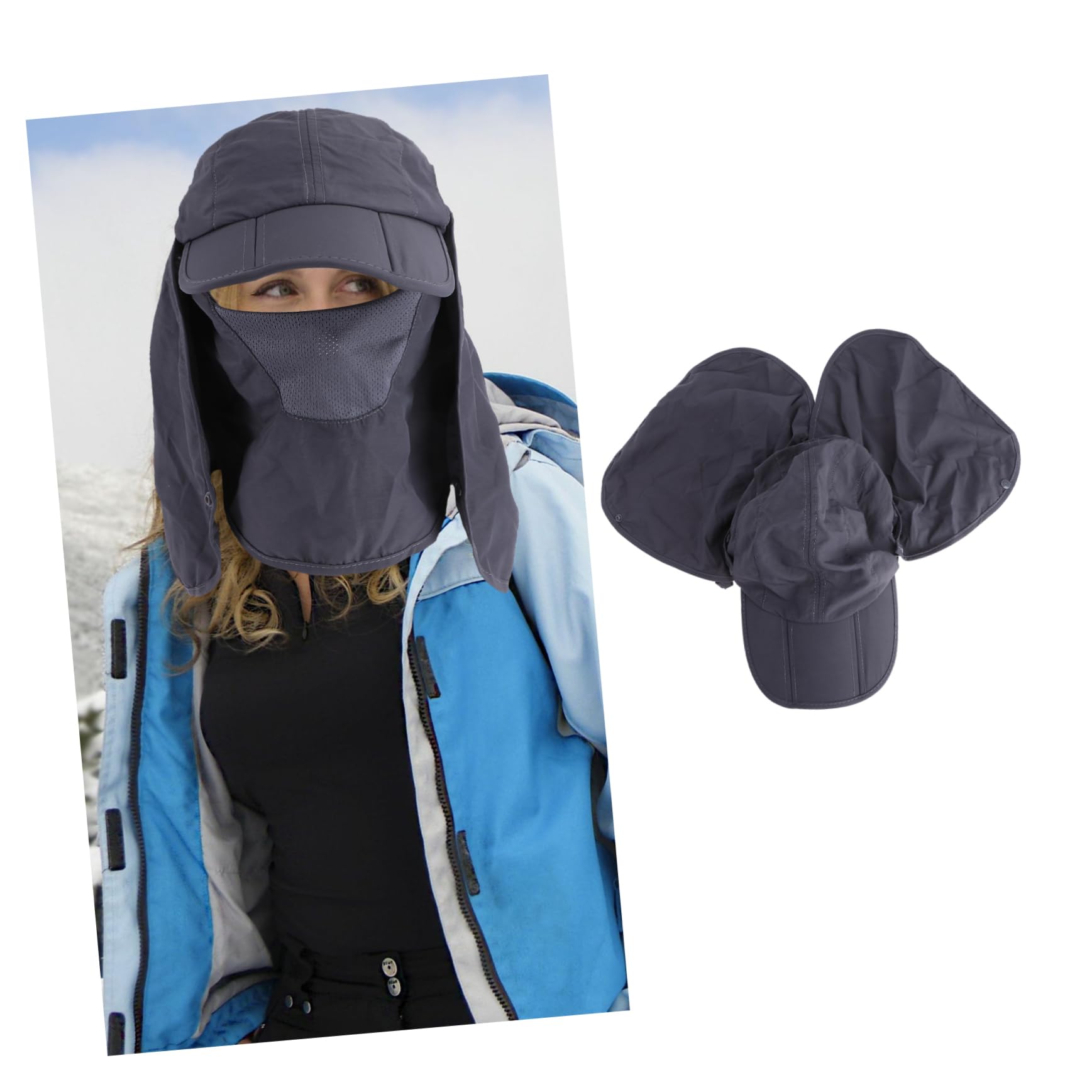 Gesichtsschutzmaske zum Angeln Kappen Sonnenhut mit Solarventilator mundschutzmasken Abdeckkappe für Anti-UV-Maske atmungsaktive Nackenschutzmütze Dark Grey