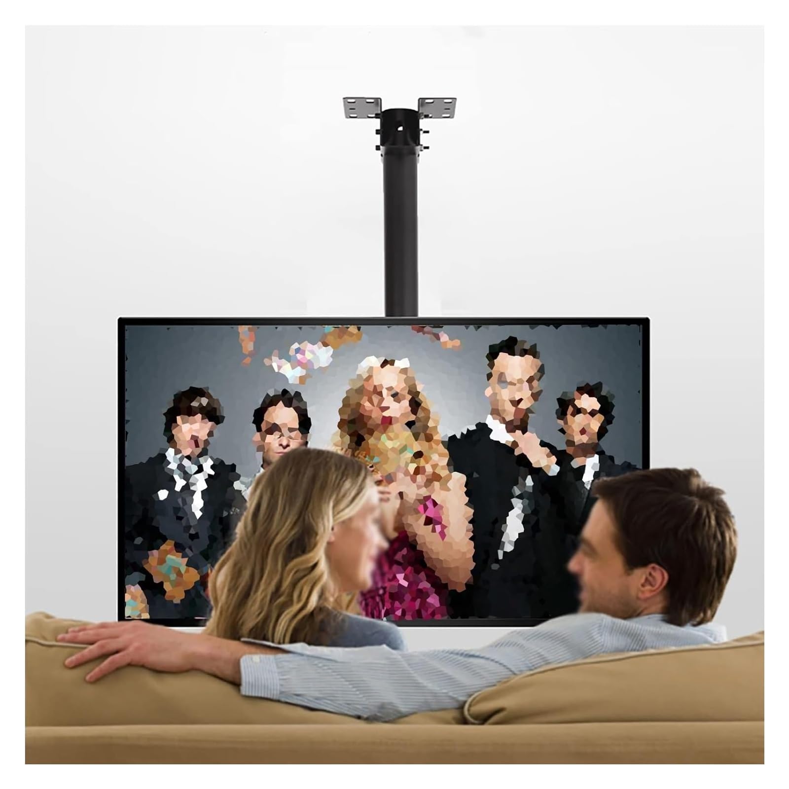 Sufitowy uchwyt na telewizor, uchwyt na telewizor sufitowy, uchylny i obrotowy stojak na telewizor do telewizorów 50-80 cali, obciążenie 100 kg, dwa rodzaje instalacji (1-1,6 m)