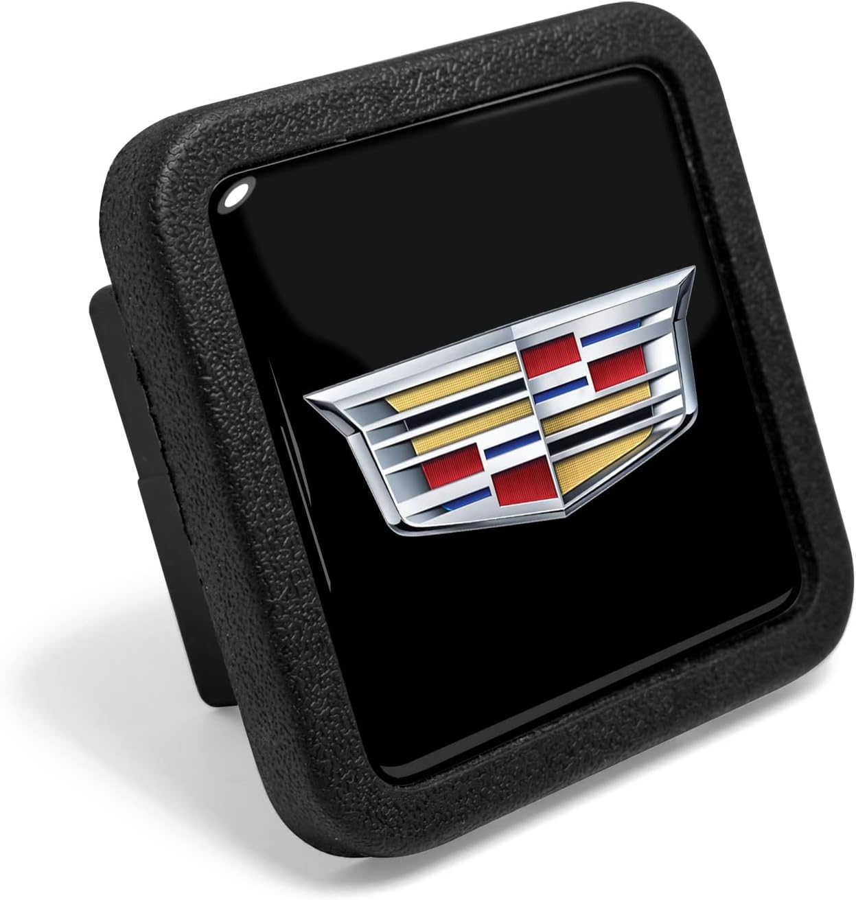 iPick Image for Cadillac Crest Logo Black Rubber Heavy-Duty 2" Trailer Tow Hitch Receiver Cover for Class 3 and Class 4 - Official Licensed