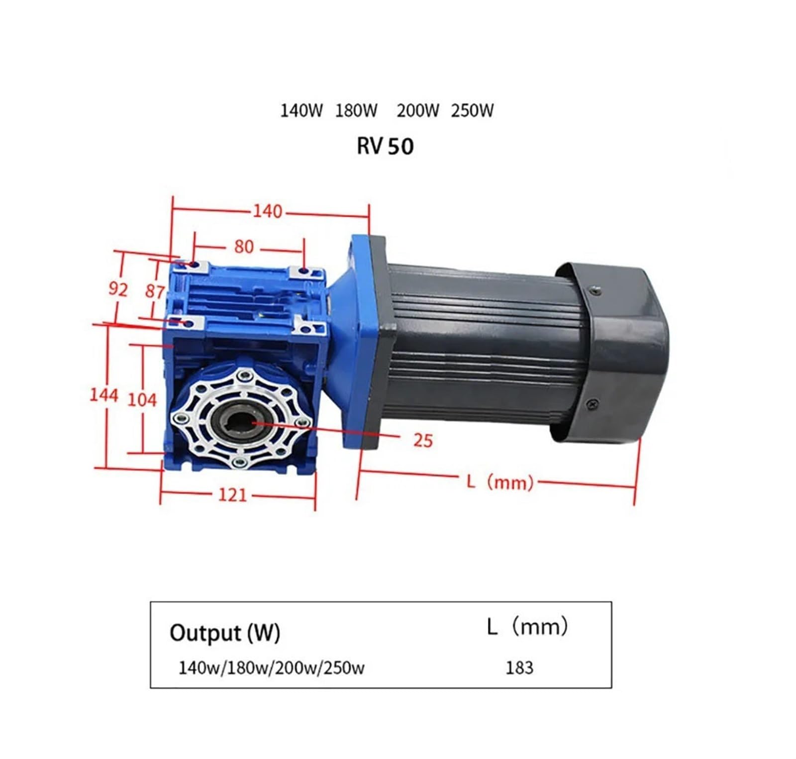 Motorreductor de velocidad monofásico RV50 de 140 W y 220 V CA con marco de 104 x 104 mm y regulador de velocidad. controlador(22RPM)