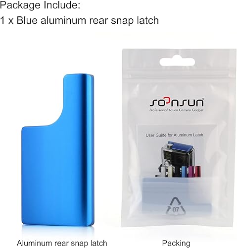 Miniatura 7 de SOONSUN Hebilla de bloqueo trasero de repuesto de aluminio para GoPro Hero 4 Hero 3+ Hero4 Cámara estándar impermeable carcasa esqueleto (azul)