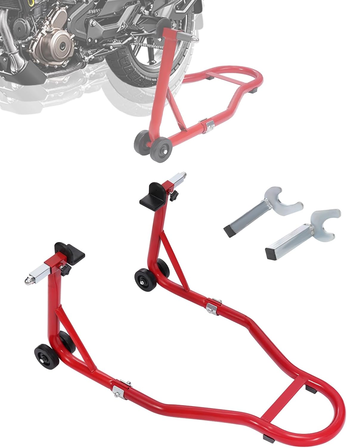 Motorcycle Stand Motorcycle Lifting Device Can Prevent Rust Motorcycle Jack with U+L Adjustable Rocker Shaft Super Strong Stand Load Capacity: 990 lbs Suitable for Most Motorcycle Models (red)