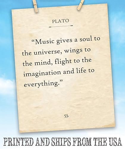Miniatura 8 de Plato - Music Gives A Soul To The Universe - Classic Inspirational Wall Art for Home and Office, Music Room Decor, Literary Book Page Posters,