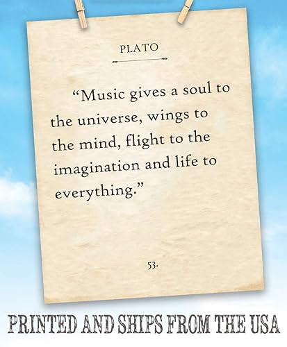 Miniatura 8 de Plato - Music Gives A Soul To The Universe - Classic Inspirational Wall Art for Home and Office, Music Room Decor, Literary Book Page Posters,